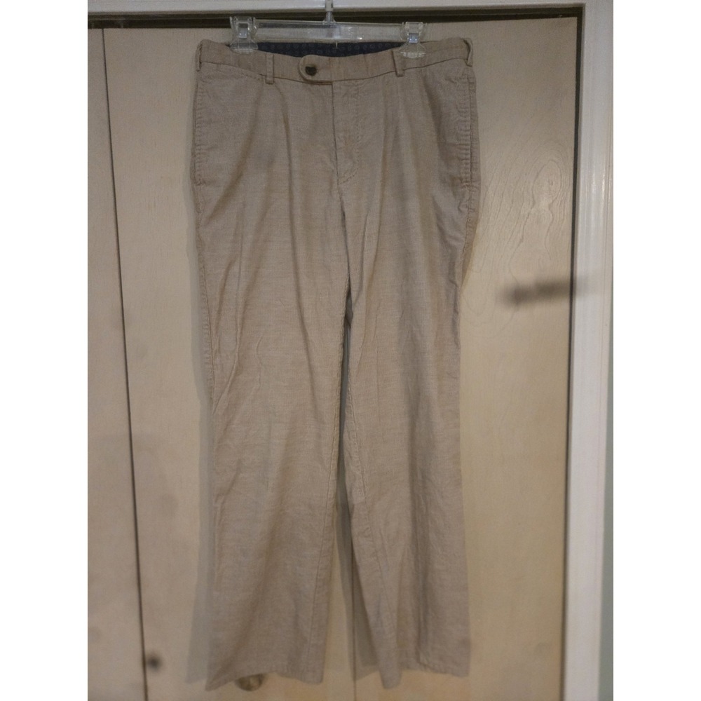 Peter Millar Mens 33 Beige Textured Cotton Chino Pants Flat Front Straight Leg